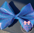 Holographic blue glitter bows